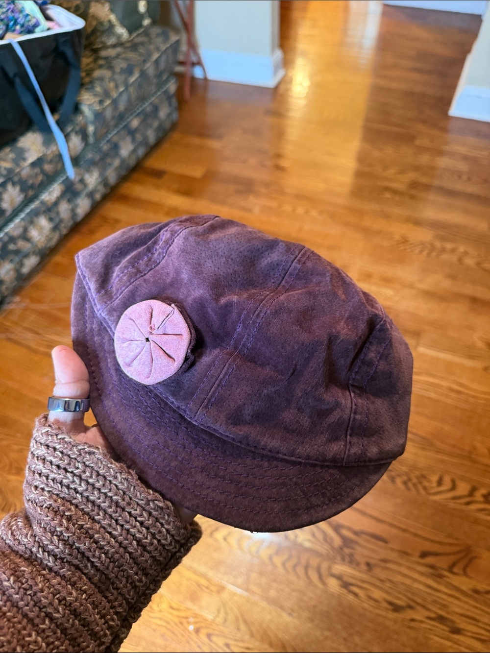 Wilson leather purple suede cap